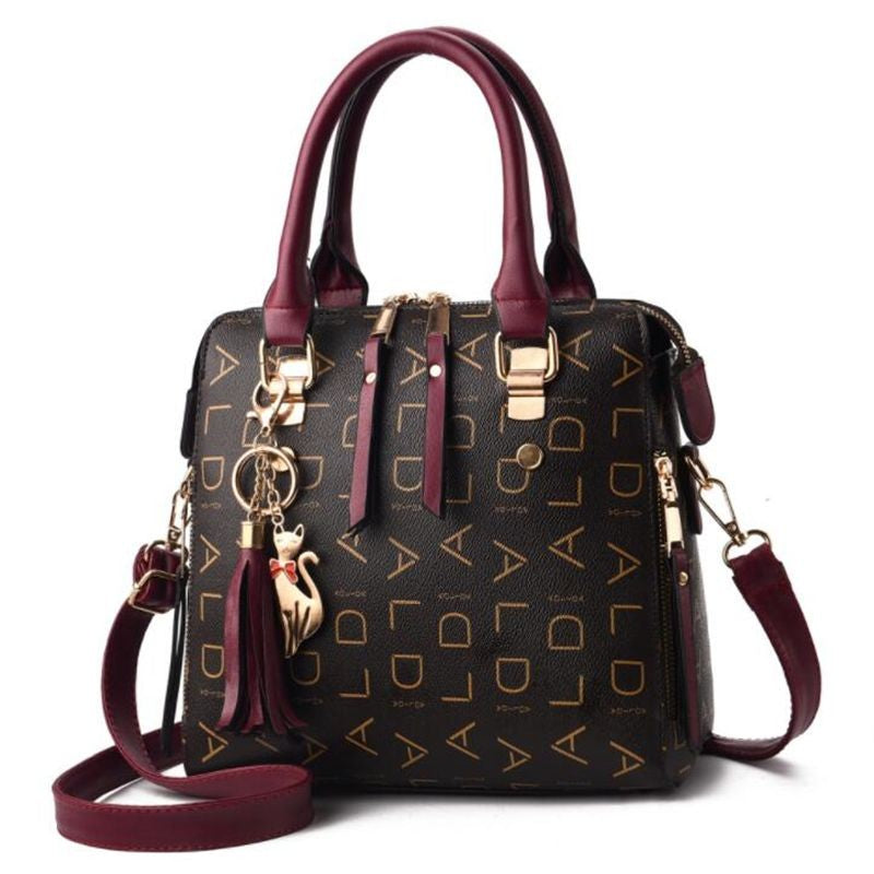 Moda inglês carta bolsa feminina couro do plutônio borla alça superior saco de o