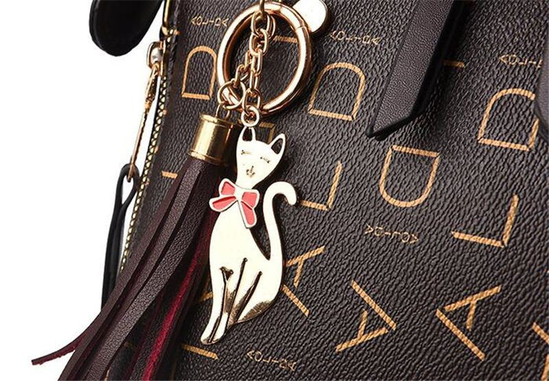 Moda inglês carta bolsa feminina couro do plutônio borla alça superior saco de o