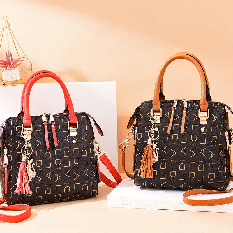 Moda inglês carta bolsa feminina couro do plutônio borla alça superior saco de o