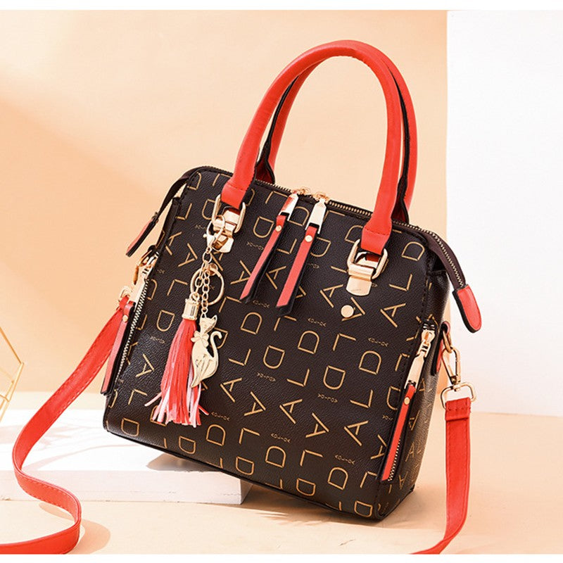 Moda inglês carta bolsa feminina couro do plutônio borla alça superior saco de o