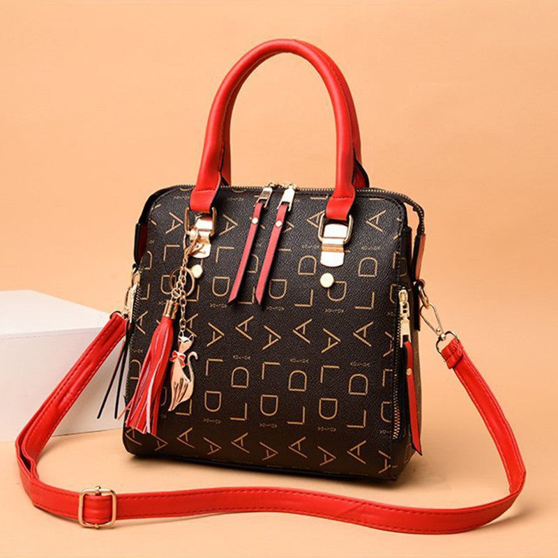Moda inglês carta bolsa feminina couro do plutônio borla alça superior saco de o