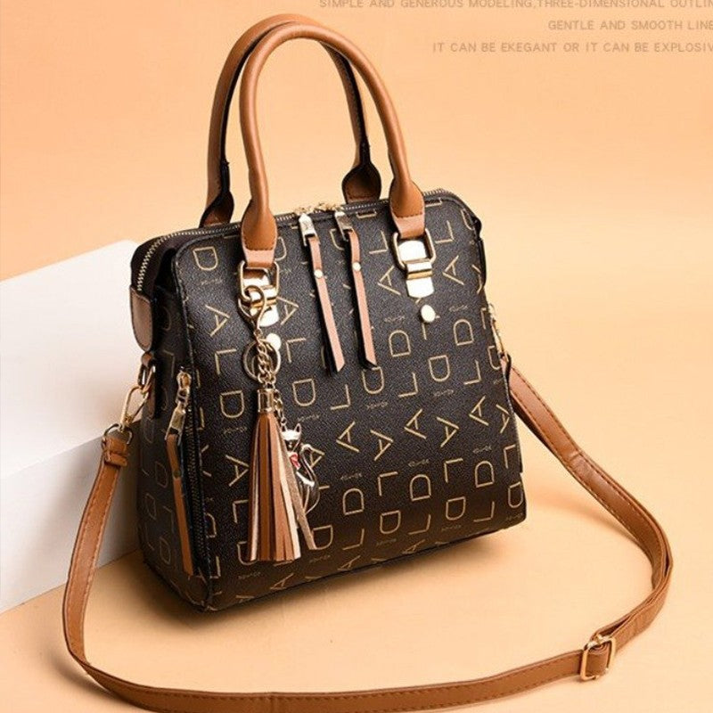 Moda inglês carta bolsa feminina couro do plutônio borla alça superior saco de o