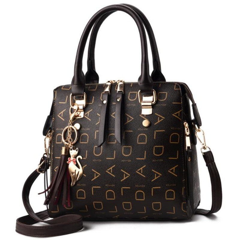 Moda inglês carta bolsa feminina couro do plutônio borla alça superior saco de o