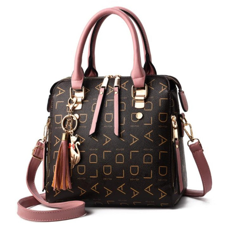 Moda inglês carta bolsa feminina couro do plutônio borla alça superior saco de o