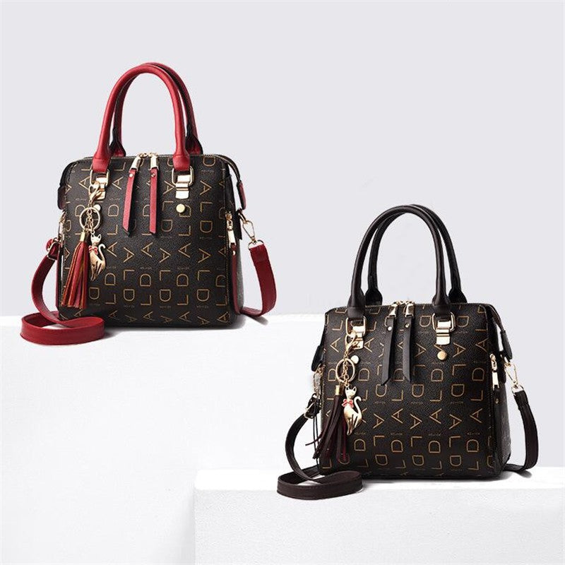 Moda inglês carta bolsa feminina couro do plutônio borla alça superior saco de o