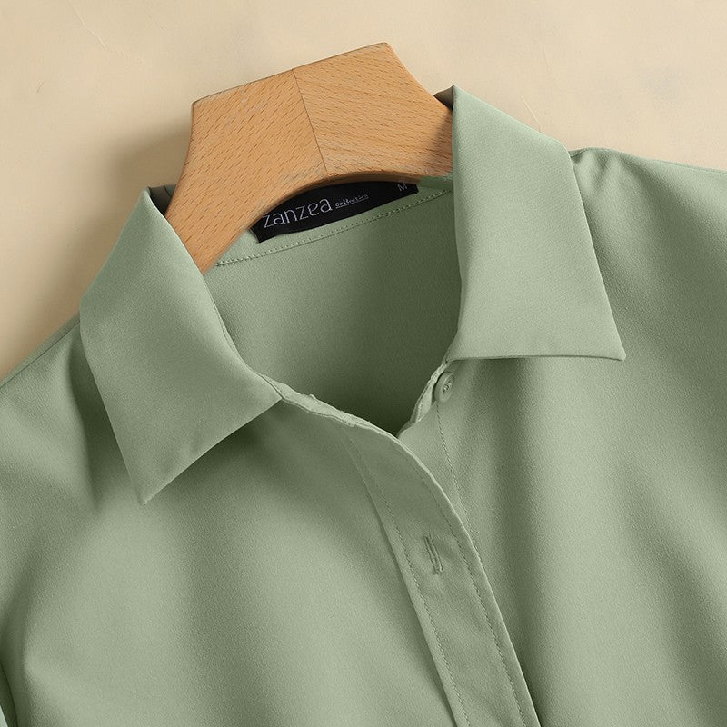 Camisas sólidas elegantes blusa assimétrica feminina 2025 zanzea casual rendas a