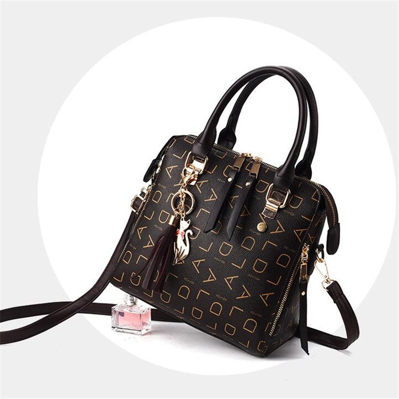 Moda inglês carta bolsa feminina couro do plutônio borla alça superior saco de o
