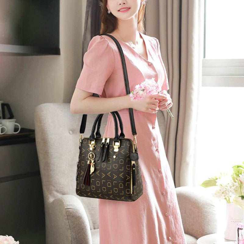 Moda inglês carta bolsa feminina couro do plutônio borla alça superior saco de o