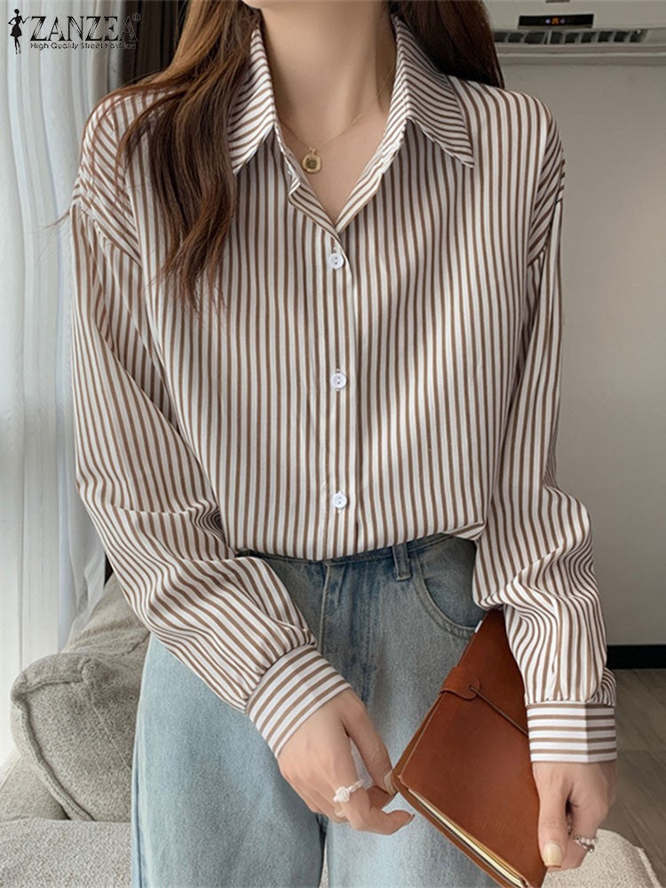 Camisas sólidas elegantes blusa assimétrica feminina 2025 zanzea casual rendas a