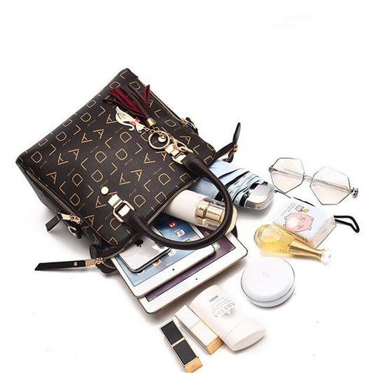 Moda inglês carta bolsa feminina couro do plutônio borla alça superior saco de o