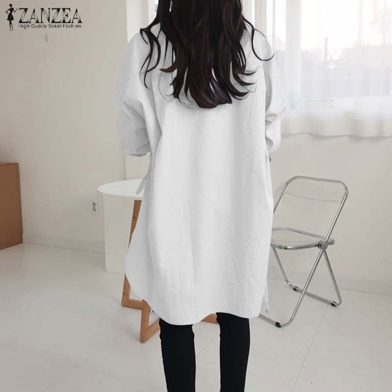 Camisas sólidas elegantes blusa assimétrica feminina 2025 zanzea casual rendas a
