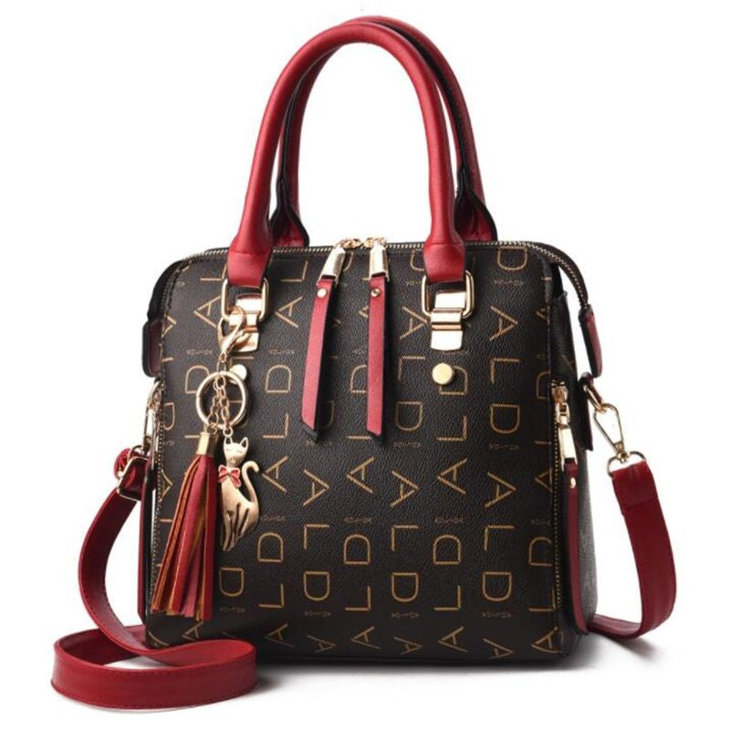 Moda inglês carta bolsa feminina couro do plutônio borla alça superior saco de o