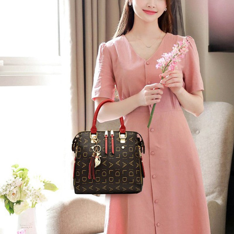 Moda inglês carta bolsa feminina couro do plutônio borla alça superior saco de o