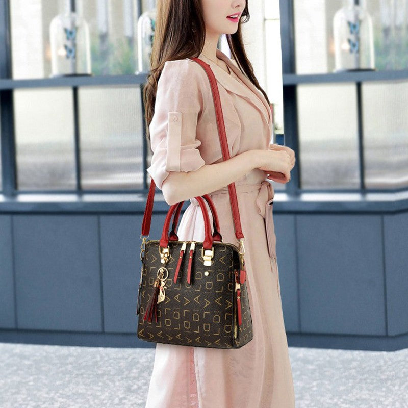 Moda inglês carta bolsa feminina couro do plutônio borla alça superior saco de o