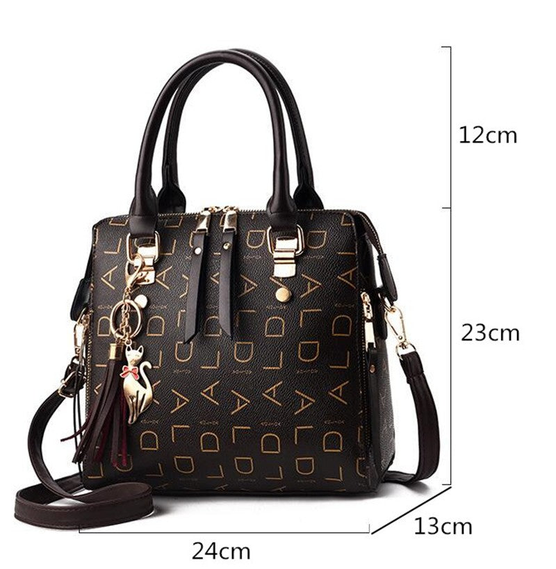 Moda inglês carta bolsa feminina couro do plutônio borla alça superior saco de o