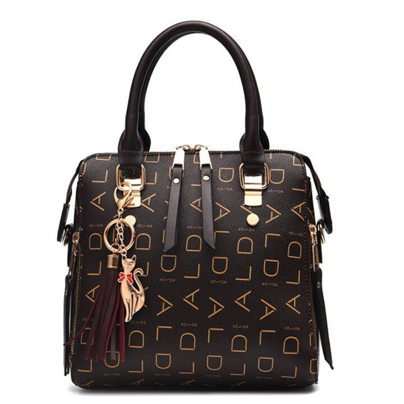 Moda inglês carta bolsa feminina couro do plutônio borla alça superior saco de o