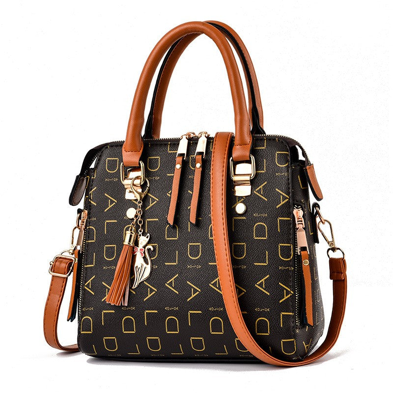 Moda inglês carta bolsa feminina couro do plutônio borla alça superior saco de o