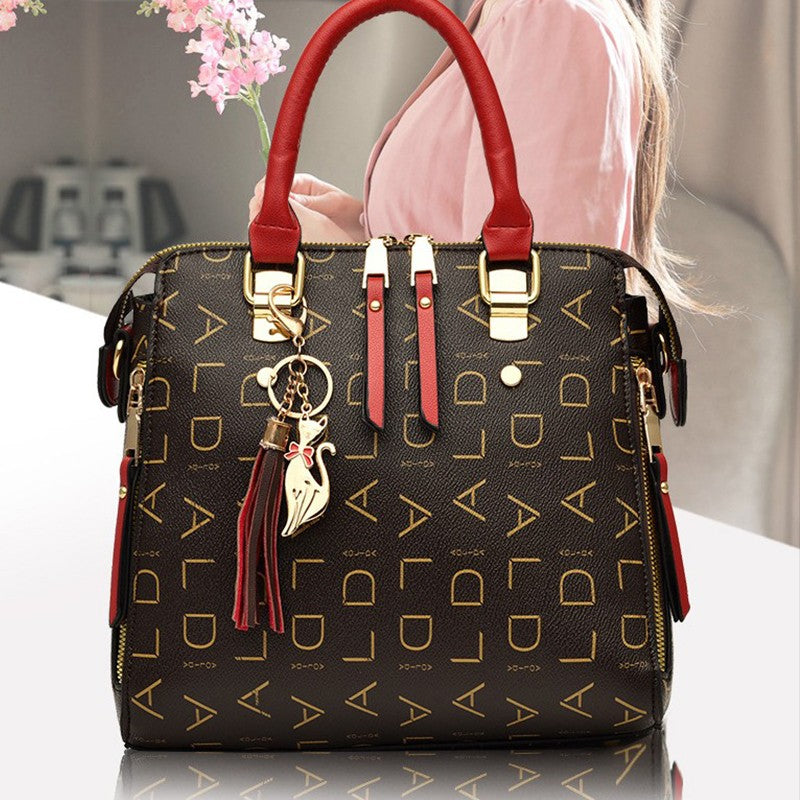 Moda inglês carta bolsa feminina couro do plutônio borla alça superior saco de o